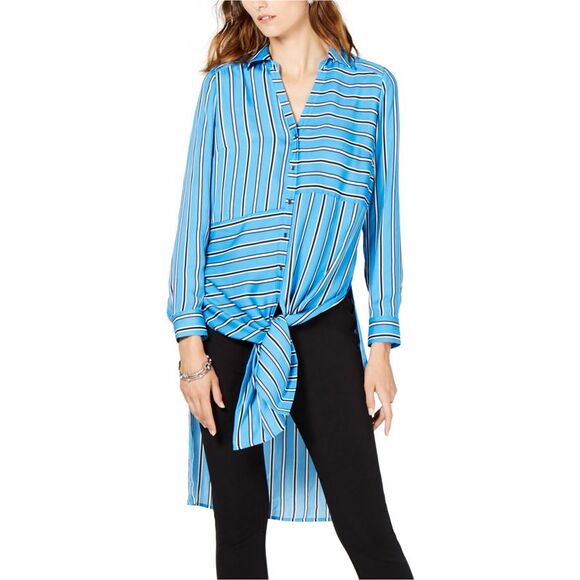 I.N.C Womens Tie Front Tunic Blouse, Blue, NWT - Picture 1 of 1